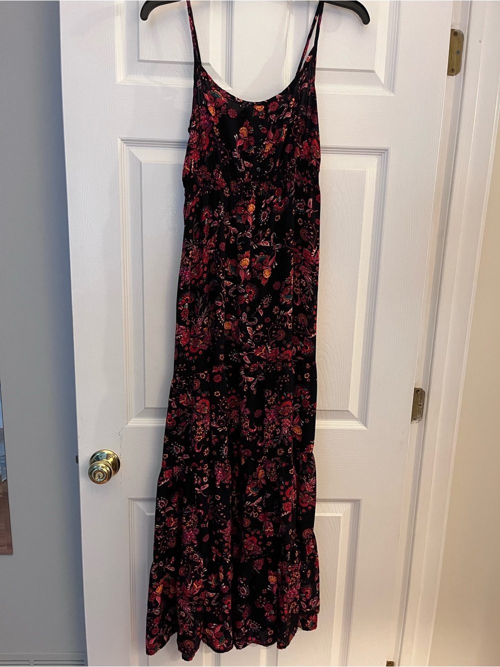 Vintage Black Floral Maxi Dress